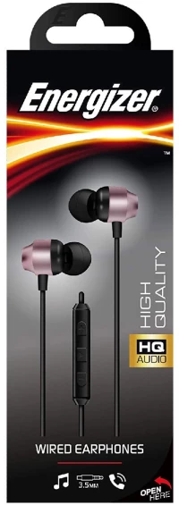 Hands Free Energizer CIA10 Metal Stereo 3.5 mm Ροζ Χρυσό με Μικρόφωνο και Πλήκτρο Πολλαπλών Λειτουργιών 1.2μ