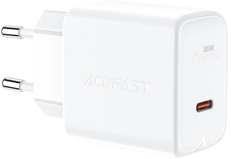 Φορτιστής Ταξιδίου Acefast A21 Fast Charging USB-C PD30W QC3.0/QC2.0 GaN Λευκός