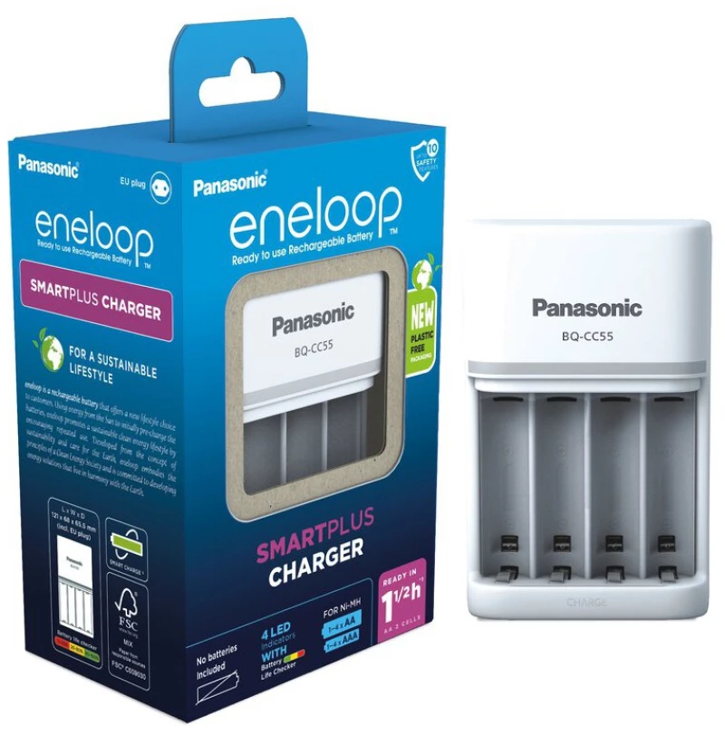 Φορτιστής Μπαταριών Panasonic Eneloop BQ-CC55E για AA/AAA 4 Θέσεων New Eco Pack