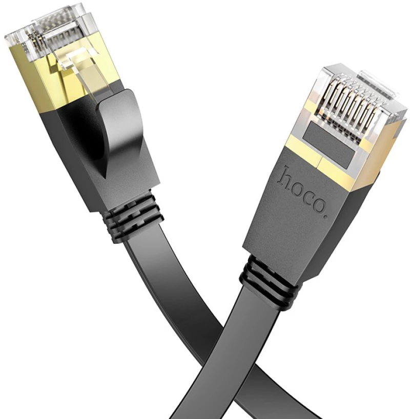 Καλώδιο Δικτύου Hoco US07 General Pure Copper Cat 6 UTP Πλακέ Καλώδιο 1Gbps 10m Μαύρο
