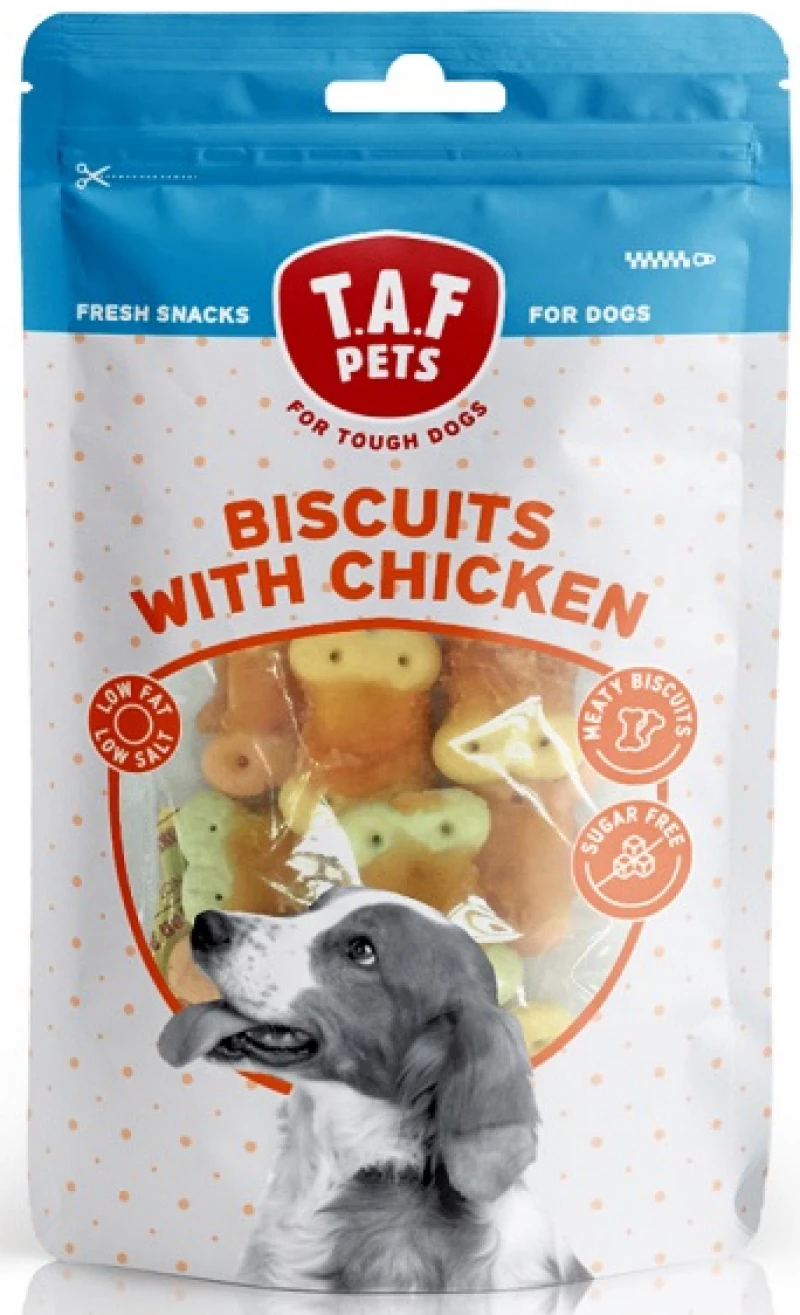 ΛΙΧΟΥΔΙΕΣ ΣΚΥΛΟΥ TAF PETS FRESH DOG TREATS BISCUITS & CHICKEN 75GR