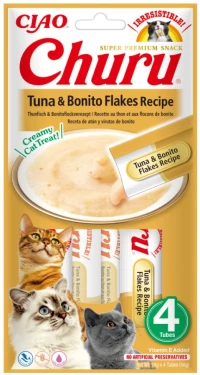 Λιχουδιές Γάτας Churu Cat Tuna & Bonito Flakes (4x14gr) 56gr Κρέμα