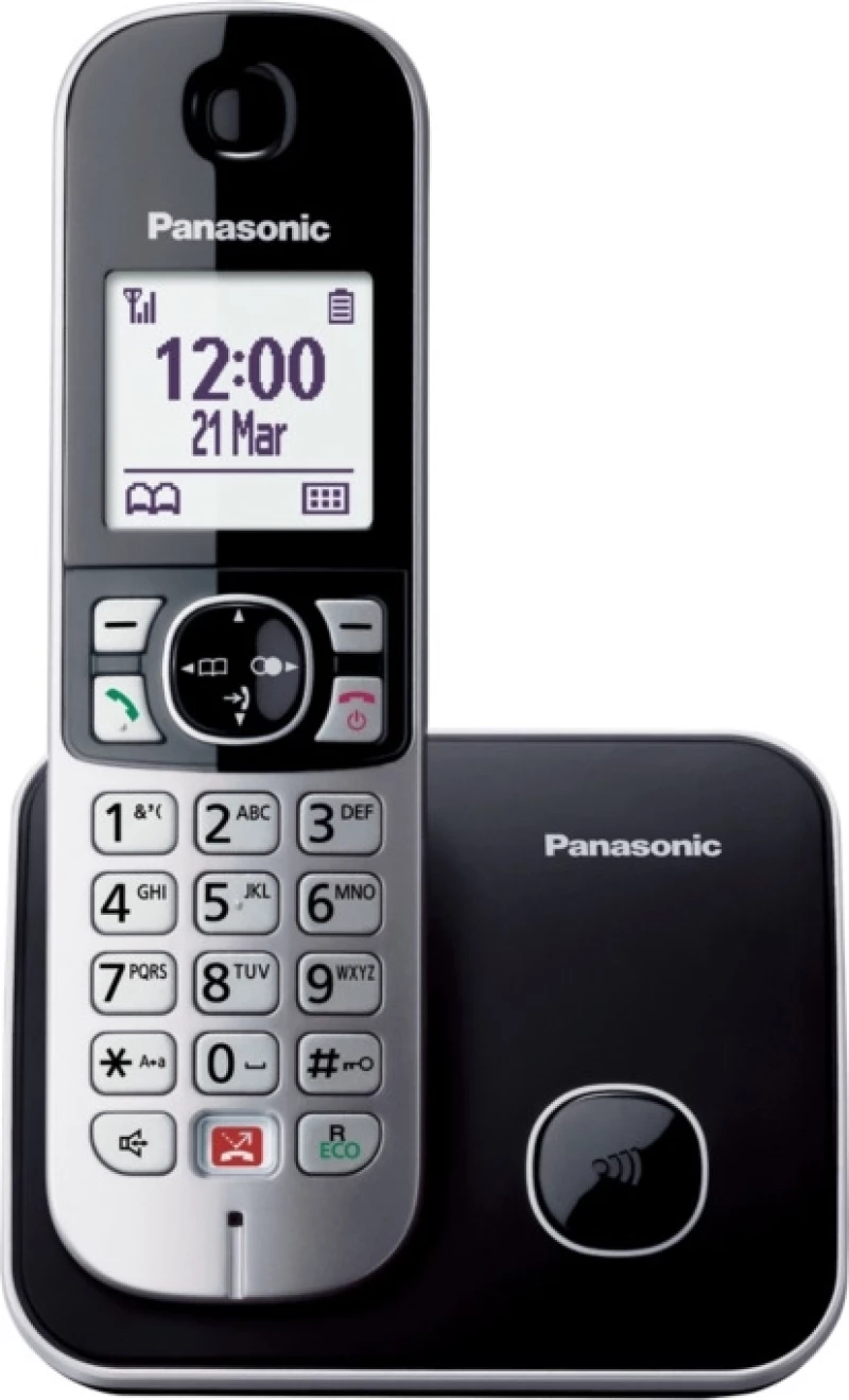 Panasonic KX-TG6851 Ασύρματο Τηλέφωνο με Aνοιχτή Aκρόαση Μαύρο-Ασημί