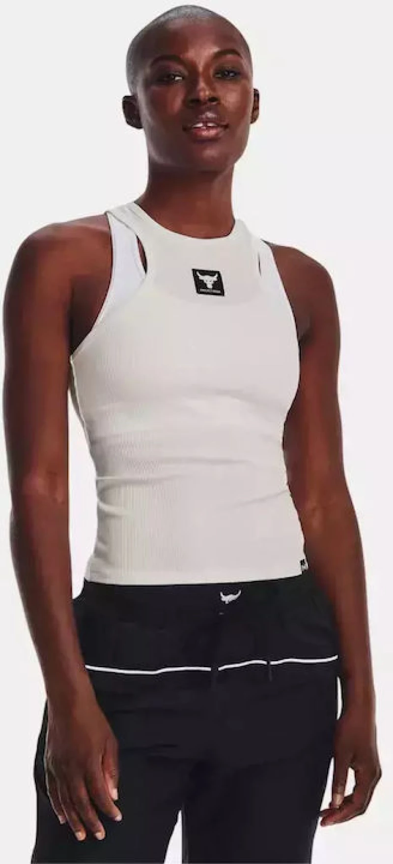 Under Armour Project Rock Rib Tank Αμάνικη Γυναικεία Αθλητική Μπλούζα Λευκή