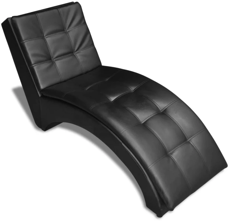 vidaXL Σεζλόνγκ με Μαξιλάρι Μαύρη από Συνθετικό Δέρμα  Μαύρο