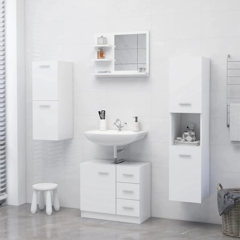 vidaXL Καθρέφτης Μπάνιου Λευκός 60 x 10,5 x 45 εκ. Μοριοσανίδα N/A Λευκό