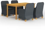 vidaXL Σετ Τραπεζαρίας Κήπου 5 Τεμαχίων Σκούρο Γκρι N/A Γκρι