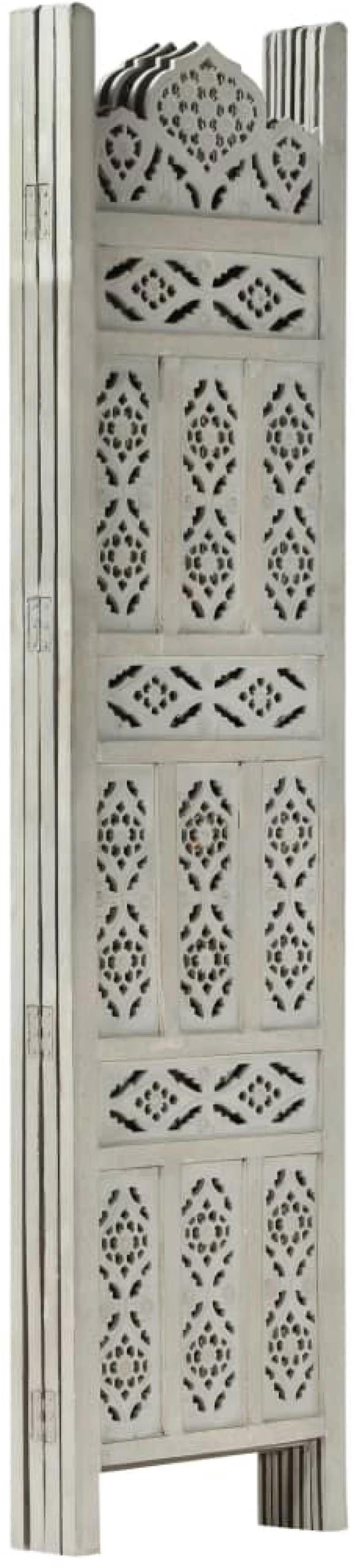 vidaXL Παραβάν Σκαλιστό στο Χέρι 4 Πάνελ Γκρι 160x165 εκ. Ξύλο Μάνγκο N/A Γκρι