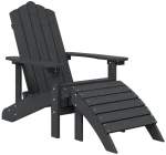 vidaXL Καρέκλες Κήπου Adirondack με Υποπόδιο&Τραπεζάκι Ανθρακί HDPE N/A Ανθρακί