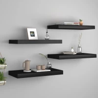 vidaXL Ράφια Τοίχου 4 τεμ. Μαύρα 50 x 23 x 3,8 εκ. MDF 50 x 23 x 3.8 cm Μαύρο
