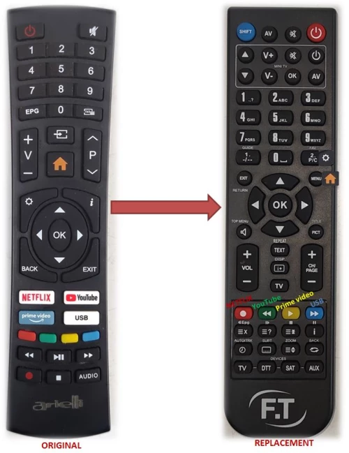 ARIELLI 40" SMART TV REPLACEMENT REMOTE CONTROL