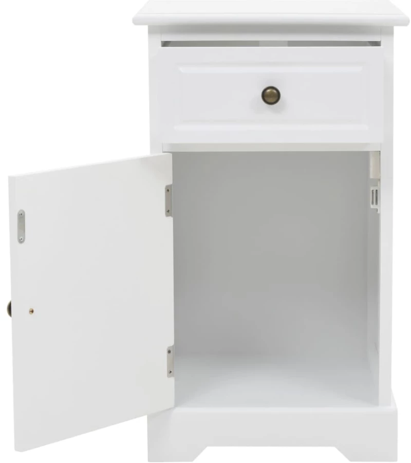 vidaXL Κομοδίνο 35 x 32 x 59 εκ. από MDF και Ξύλο Πεύκου  Λευκό