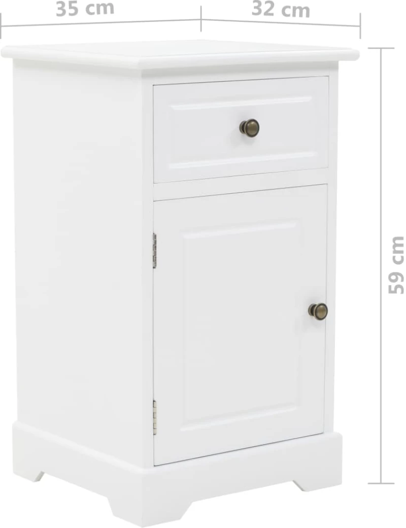 vidaXL Κομοδίνο 35 x 32 x 59 εκ. από MDF και Ξύλο Πεύκου  Λευκό
