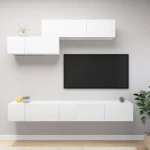 vidaXL Έπιπλα Τηλεόρασης Σετ 6 Τεμαχίων Λευκό από Μοριοσανίδα 100 x 30 x 30 cm Λευκό