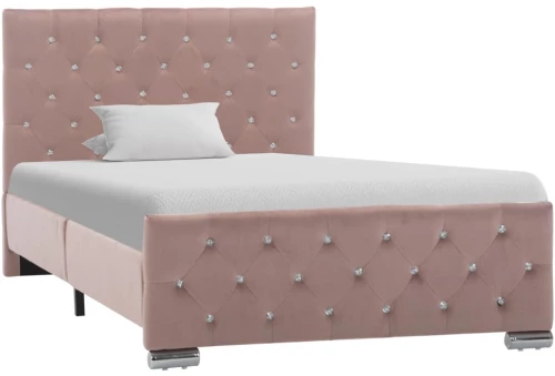 vidaXL Πλαίσιο Κρεβατιού Ροζ 100 x 200 εκ. Βελούδινο 100 x 200 cm Ροζ