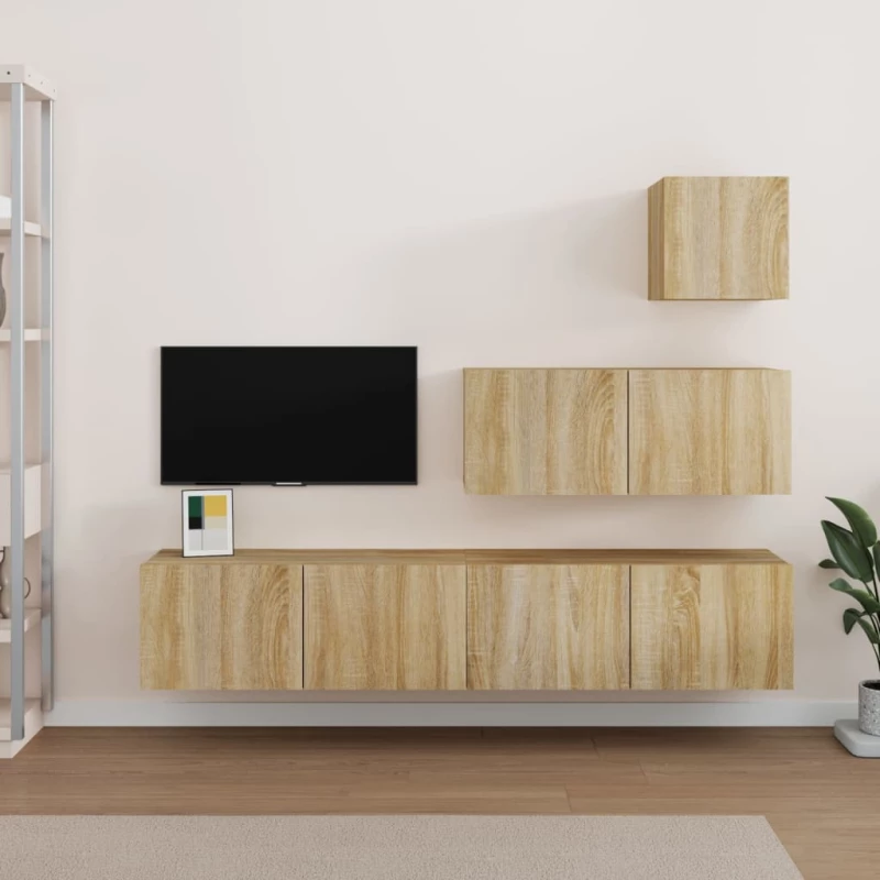 vidaXL Σετ Επίπλων Τηλεόρασης 4 Τεμαχίων Sonoma Δρυς Επεξ. Ξύλο 80 x 30 x 30 cm Καφέ