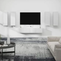vidaXL Σετ Επίπλου Τηλεόρασης 6 Τεμαχίων Λευκό από Επεξεργασμένο Ξύλο 30.5 x 30 x 90 cm Λευκό