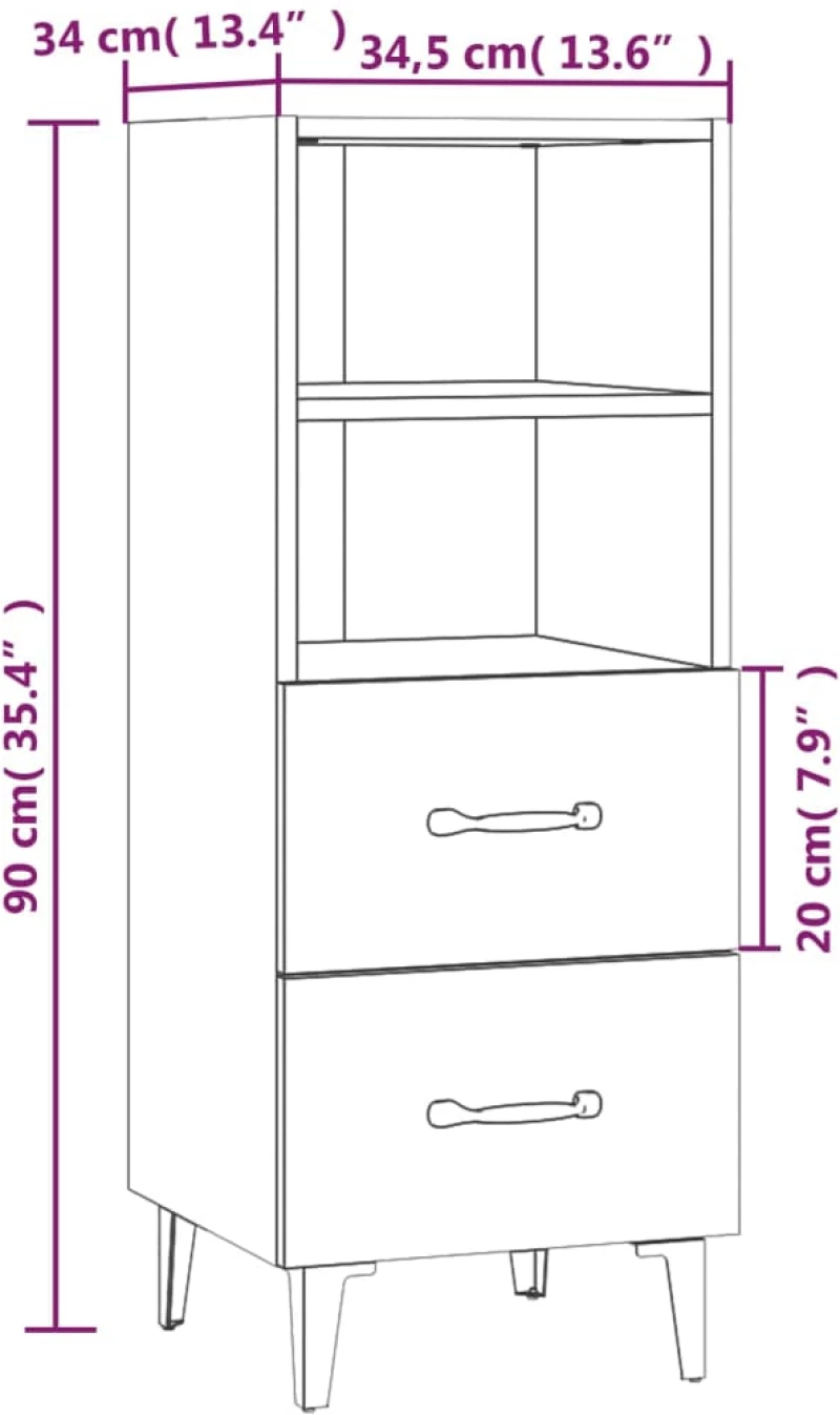 vidaXL Ντουλάπι Καπνιστή Δρυς 34,5 x 34 x 90 εκ. Επεξεργασμένο Ξύλο N/A Καφέ