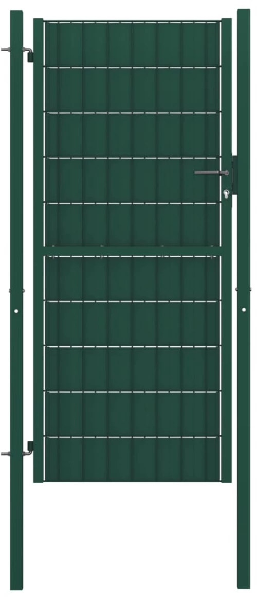 vidaXL Πόρτα Περίφραξης Πράσινη 100 x 204 εκ. από PVC / Ατσάλι 100 x 204 cm Πράσινο
