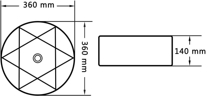 vidaXL Νιπτήρας Μαύρος 36 x 14 εκ. Κεραμικός N/A Μαύρο