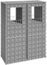 vidaXL Συρματοκιβώτια Στύλοι 2 τεμ. 50 x 50 x 140 εκ. Σιδερένιοι 50 x 50 x 140 cm Ασήμι
