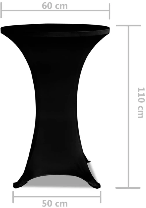 Κάλυμμα Τραπεζιού Ελαστικό 2 τεμ. Μαύρο Ø 60 εκ. 60 cm Μαύρο