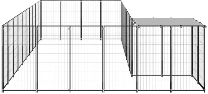 vidaXL Σπιτάκι Σκύλου Μαύρο 19,36 μ² Ατσάλινο 19.36 m² Μαύρο