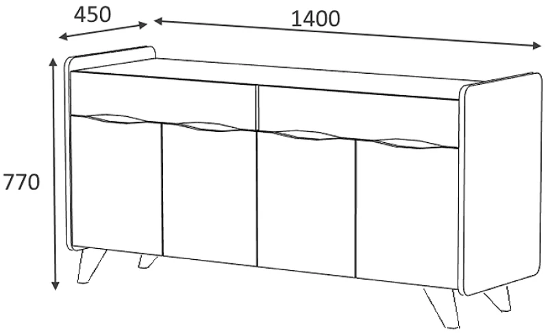 Μπουφές μελαμίνης Sila Megapap χρώμα λευκό 140x45x72εκ.