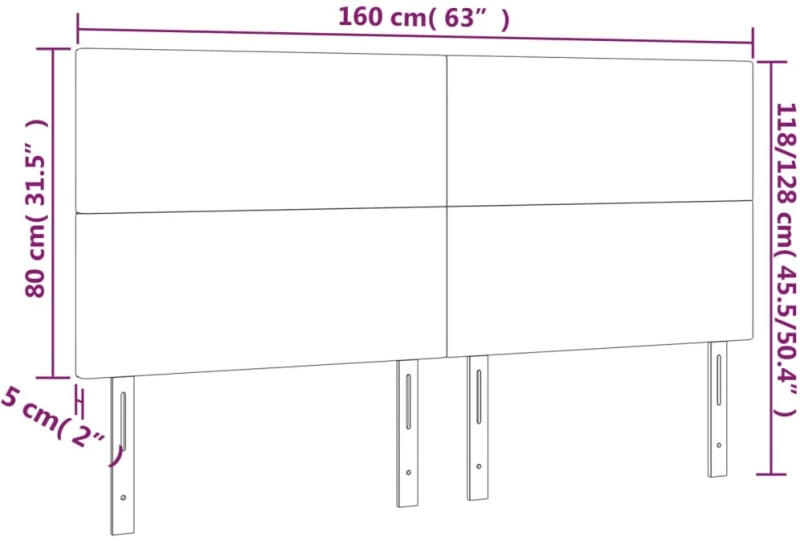vidaXL Κεφαλάρια Κρεβατιού 4 τεμ. Λευκά80 x 5 x 78/88εκ.ΣυνθετικόΔέρμα 160 x 5 x 118/128 cm Λευκό