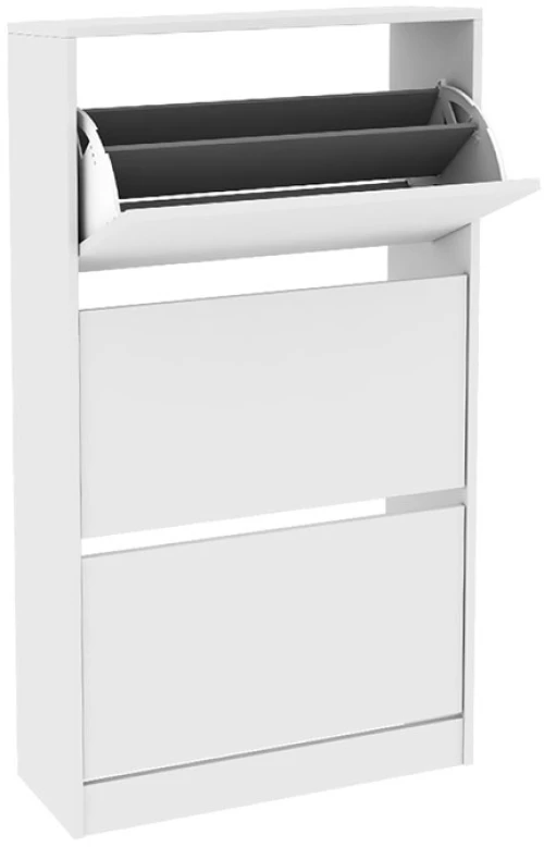 Παπουτσοθήκη Flat Duo Megapap 18 ζεύγων σε χρώμα λευκό 73x26x119εκ.