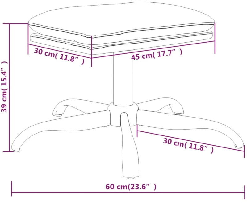 vidaXL Υποπόδιο Κρεμ 60 x 60 x 39 εκ. Υφασμάτινο N/A Κρεμ