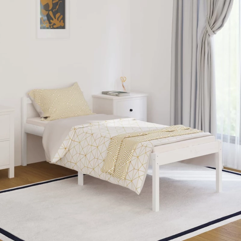 vidaXL Πλαίσιο Κρεβατιού Λευκό 75x190 εκ. Μασίφ Ξύλο UK Small Single 2FT6 Small Single Λευκό