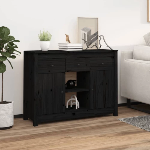 vidaXL Ντουλάπι Μαύρο 100 x 35 x 74,5 εκ. από Μασίφ Ξύλο Πεύκου N/A Μαύρο