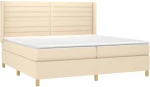vidaXL Κρεβάτι Boxspring με Στρώμα Κρεμ 200x200 εκ. Υφασμάτινο 200 x 200 cm Κρεμ