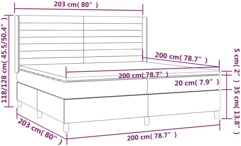 vidaXL Κρεβάτι Boxspring με Στρώμα Κρεμ 200x200 εκ. Υφασμάτινο 200 x 200 cm Κρεμ