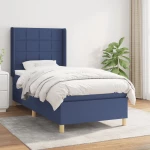 vidaXL Κρεβάτι Boxspring με Στρώμα Μπλε 90x190 εκ.Υφασμάτινο 90 x 190 cm Μπλε