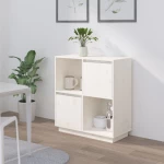 vidaXL Ντουλάπι Λευκό 74 x 35 x 80 εκ. από Μασίφ Ξύλο Πεύκου N/A Λευκό