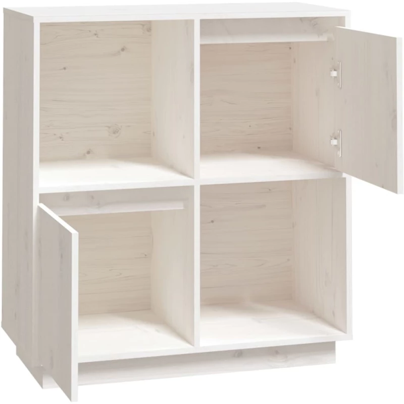 vidaXL Ντουλάπι Λευκό 74 x 35 x 80 εκ. από Μασίφ Ξύλο Πεύκου N/A Λευκό