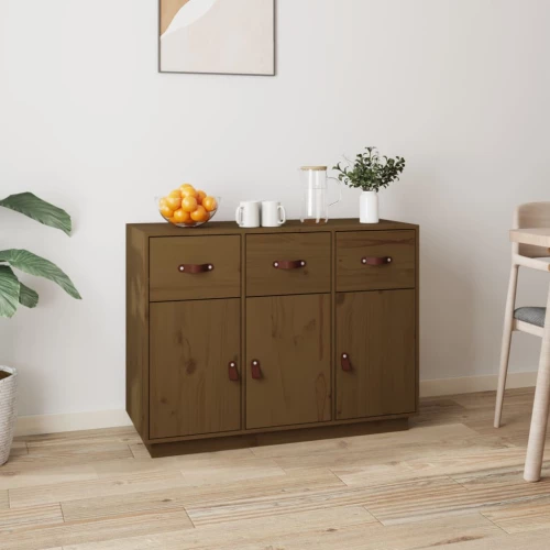 vidaXL Ντουλάπι Καφέ Μελί 100 x 4 x 75 εκ. από Μασίφ Ξύλο Πεύκου N/A Καφέ