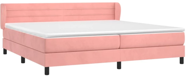 vidaXL Κρεβάτι Boxspring με Στρώμα Ροζ 200x200 εκ. Βελούδινο 200 x 200 cm Ροζ