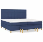 vidaXL Κρεβάτι Boxspring με Στρώμα Μπλε 200x200 εκ. Υφασμάτινο 200 x 200 cm Μπλε