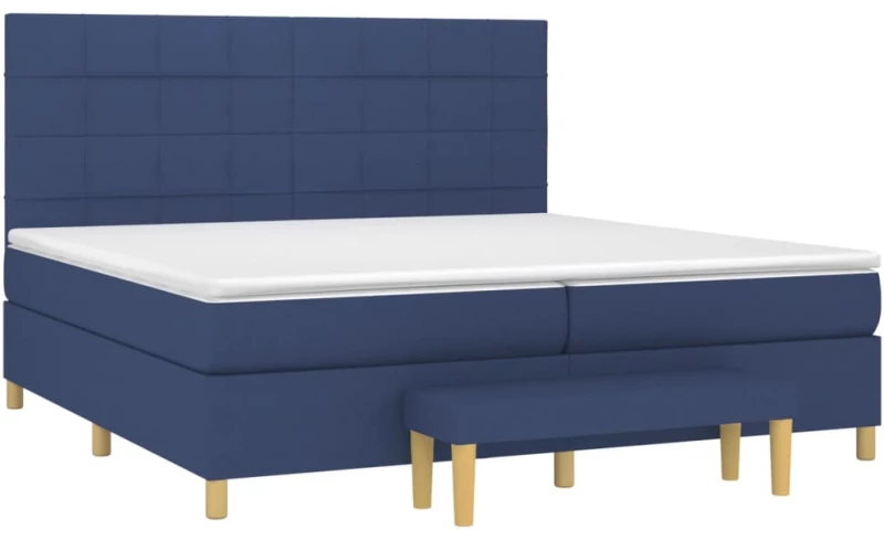 vidaXL Κρεβάτι Boxspring με Στρώμα Μπλε 200x200 εκ. Υφασμάτινο 200 x 200 cm Μπλε