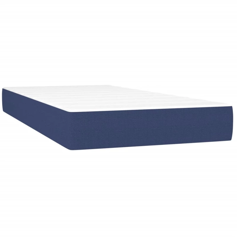 vidaXL Κρεβάτι Boxspring με Στρώμα Μπλε 200x200 εκ. Υφασμάτινο 200 x 200 cm Μπλε