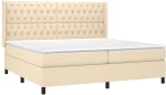 vidaXL Κρεβάτι Boxspring με Στρώμα Κρεμ 200x200 εκ. Υφασμάτινο 200 x 200 cm Κρεμ