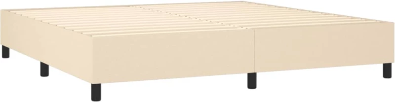 vidaXL Κρεβάτι Boxspring με Στρώμα Κρεμ 200x200 εκ. Υφασμάτινο 200 x 200 cm Κρεμ