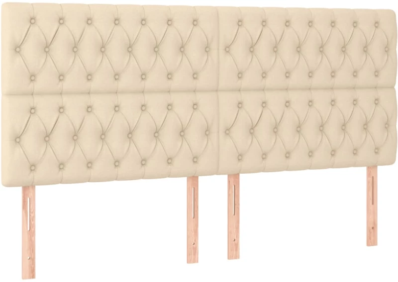 vidaXL Κρεβάτι Boxspring με Στρώμα Κρεμ 200x200 εκ. Υφασμάτινο 200 x 200 cm Κρεμ