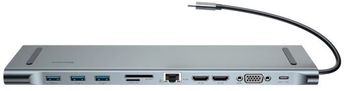 Baseus Enjoyment Series Multi-functional Type-C intelligent HD HUB（PD/ HD4K*2/ VGA/ RJ45/ SD/ TF/ USB*3/ Audio*1/ Stand)...