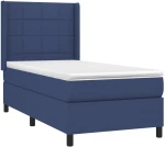 vidaXL Κρεβάτι Boxspring με Στρώμα Μπλε 90x200 εκ.Υφασμάτινο 90 x 200 cm Μπλε