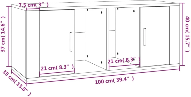 vidaXL Έπιπλο Τηλεόρασης Γκρι Sonoma 100x35x40 εκ. από Επεξεργ. Ξύλο N/A Γκρι