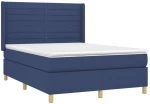 vidaXL Κρεβάτι Boxspring με Στρώμα Μπλε 140x200 εκ. Υφασμάτινο 140 x 200 cm Μπλε